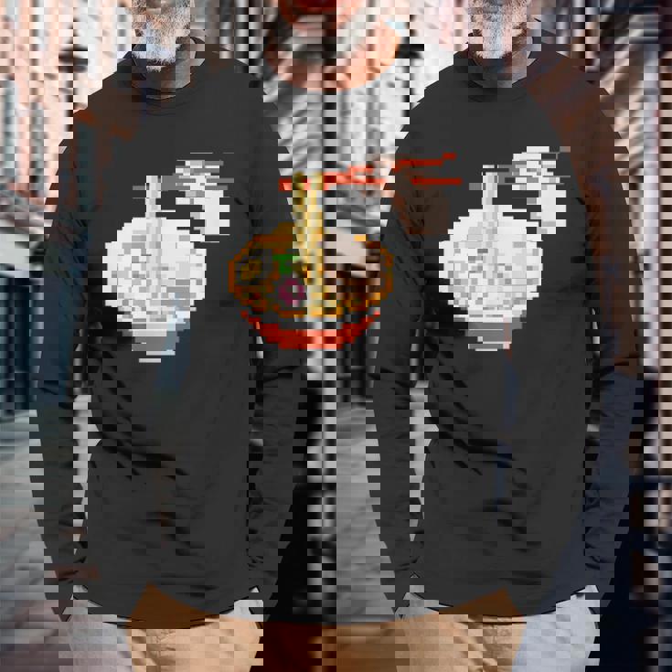 ラーメン ドット絵 長袖Tシャツ 高齢者への贈り物