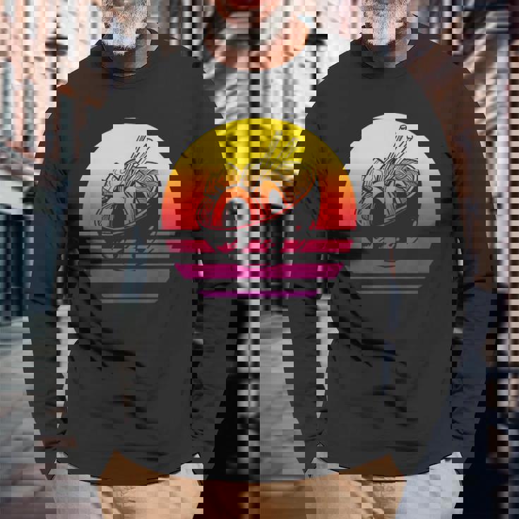 ラーメン レトロスタイル ビンテージ 長袖Tシャツ 高齢者への贈り物