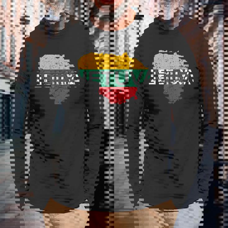 リトアニア国旗 Lietuva アンティーク調 メンズ レディース キッズ 長袖Tシャツ 高齢者への贈り物