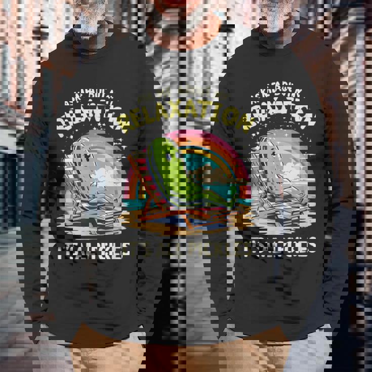 リラクゼーション聞いてピクルスモチベーション 長袖Tシャツ 高齢者への贈り物