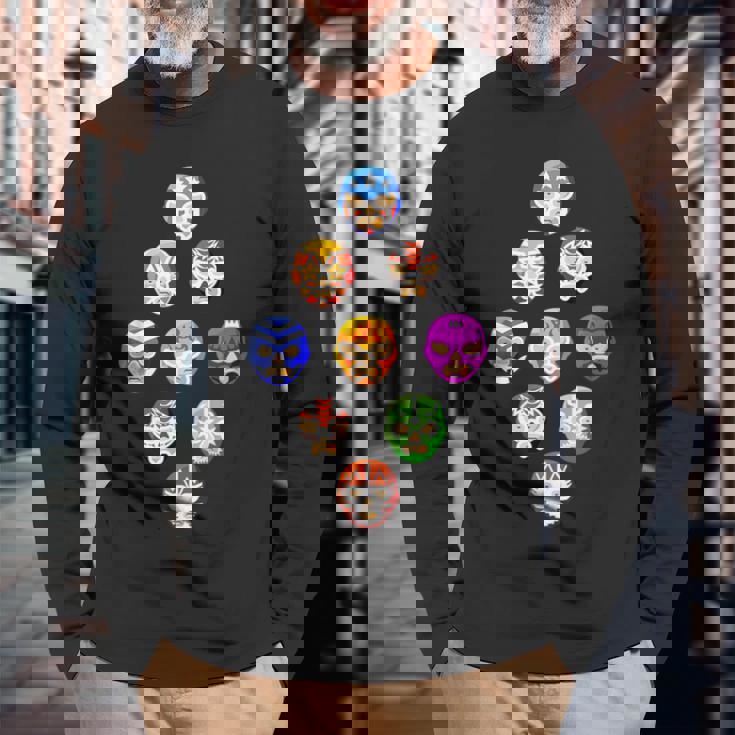 ルチャリブレまたはメキシカンレスリング マスクまたはルチャドール 長袖Tシャツ 高齢者への贈り物