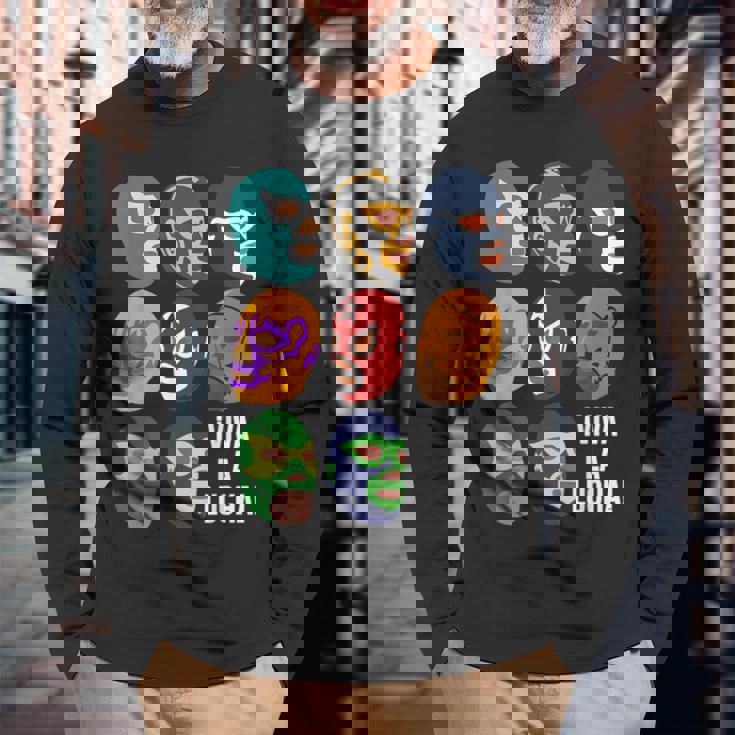 ルチャ・リブレ「ビバ・ラ・ルチャ！」 長袖Tシャツ 高齢者への贈り物