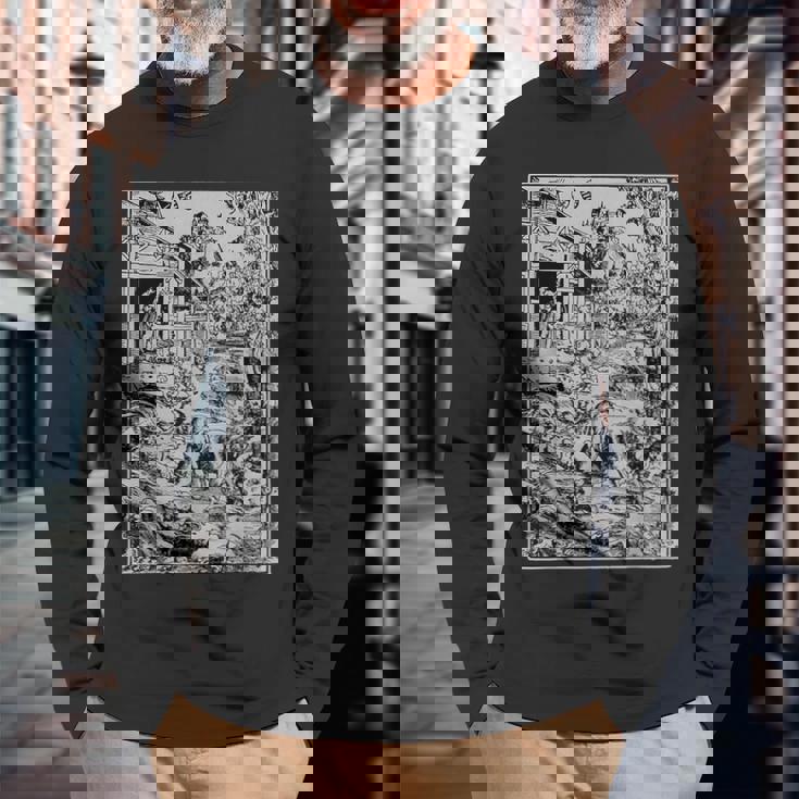 ルーカス・クラナッハによる人狼の攻撃 ゴシック グランジー オカルトアート 長袖Tシャツ 高齢者への贈り物