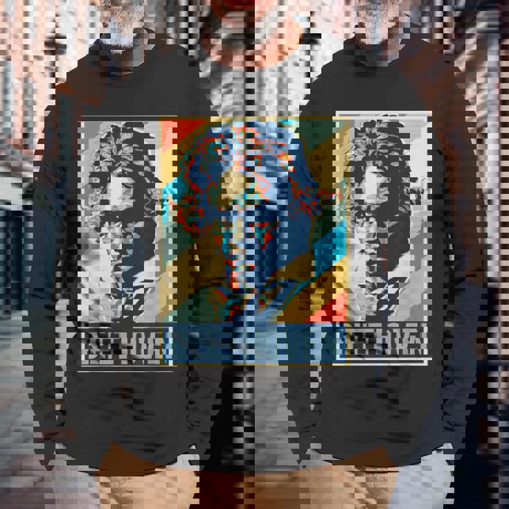 ルートヴィヒ・ヴァン・ベートーヴェン ポスター ミュージシャン 作曲家 長袖Tシャツ 高齢者への贈り物