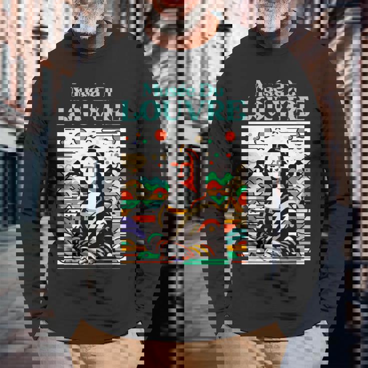 ルーヴル美術館 アールデコ モナリザ 長袖Tシャツ 高齢者への贈り物