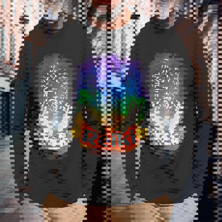 レイキのシンボル 長袖Tシャツ 高齢者への贈り物