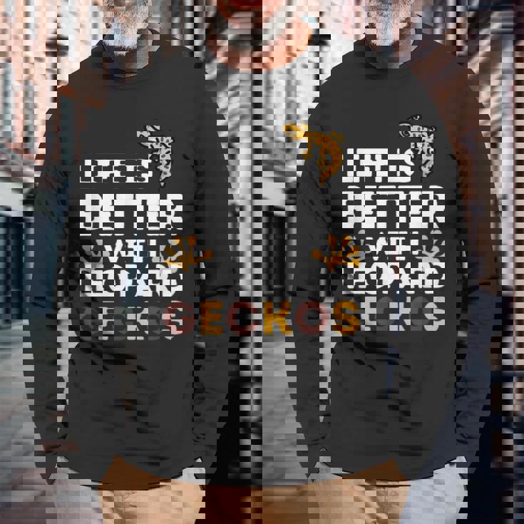 レオパード・ゲッコー愛好家 レオパード・ゲッコーと一緒なら人生はもっと楽しくなる 長袖Tシャツ 高齢者への贈り物