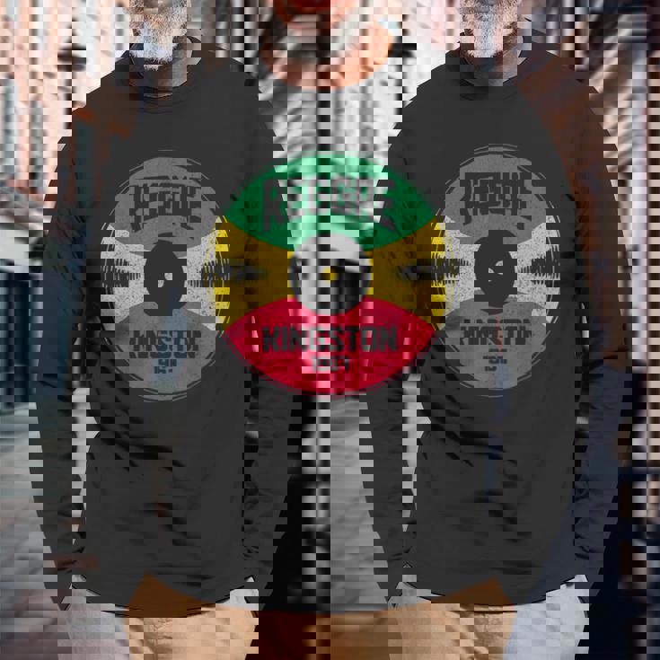 レゲエ ミュージック ビニールレコード キングストン ジャマイカ ヴィンテージ ジャマイカ 長袖Tシャツ 高齢者への贈り物