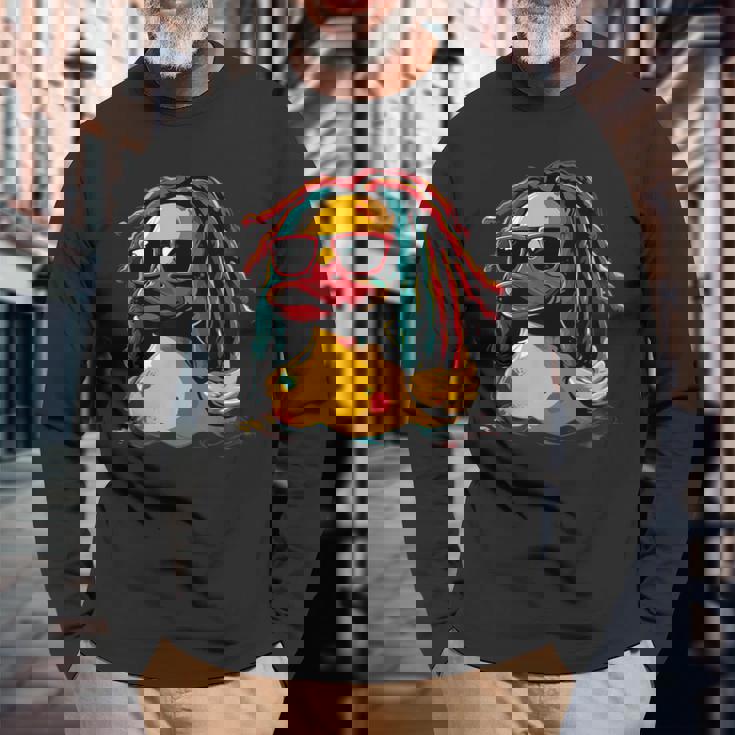 レゲエ ラバー アヒル ゴム アヒルの子 ジャマイカ ジャマイカ ルーツ 長袖Tシャツ 高齢者への贈り物