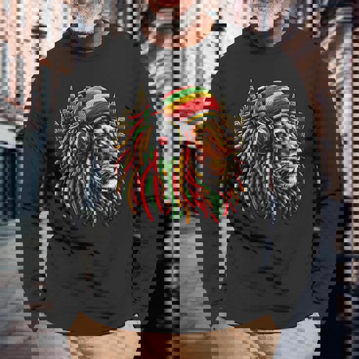 レゲエ服 メンズ ルーツ ラスタライオン 420 ジャマイカ 長袖Tシャツ 高齢者への贈り物