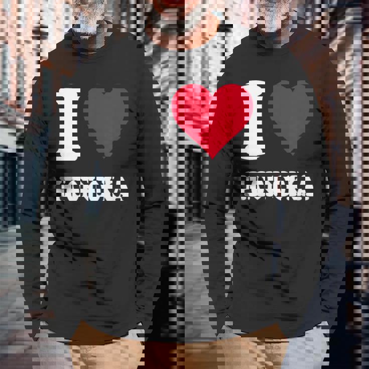 レッドハート I Love Honoka 長袖Tシャツ 高齢者への贈り物