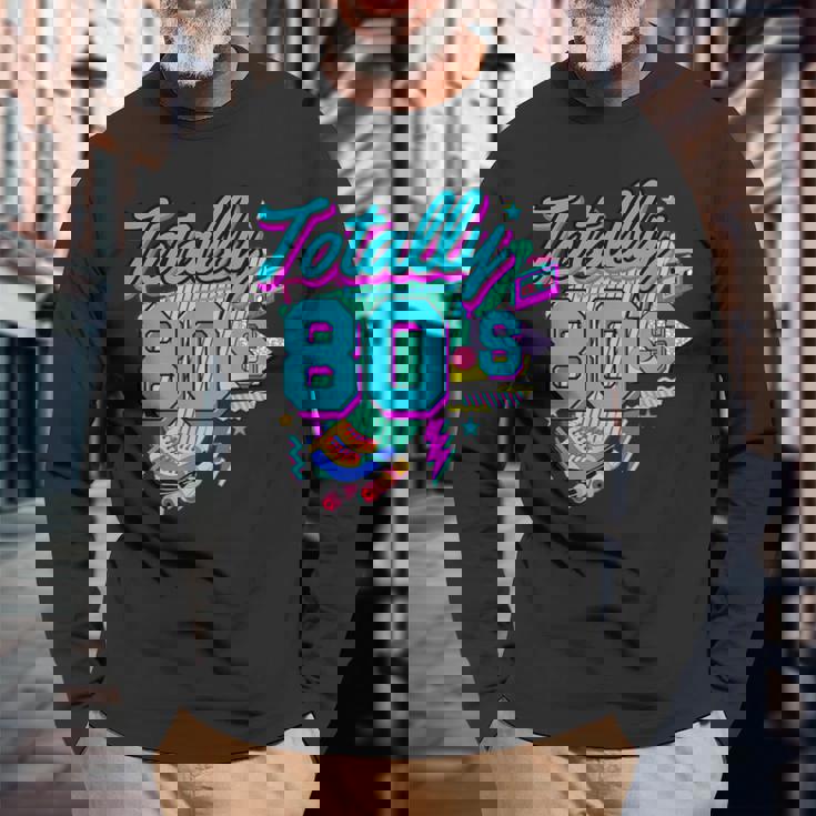 レトロ 1980年代 カラフル 80年代 面白い 80 レイブ テーマ パーティー 長袖Tシャツ 高齢者への贈り物