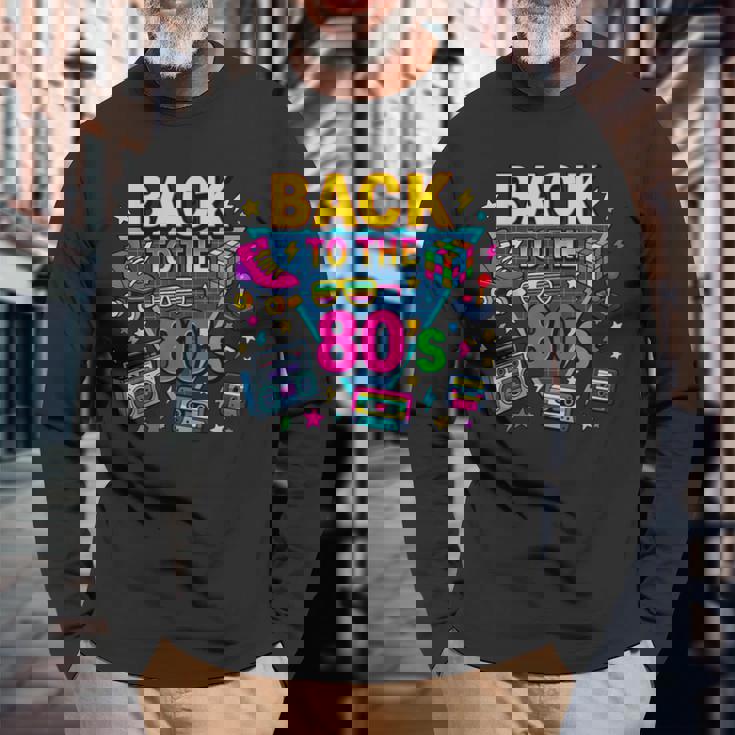 レトロ カセット ラジカセ アーケード ローラースケート バックトゥ 80年代 長袖Tシャツ 高齢者への贈り物