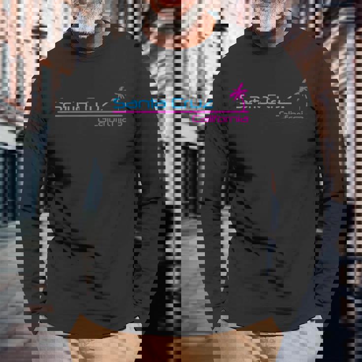 レトロ サンタ クルス カリフォルニア 長袖Tシャツ 高齢者への贈り物