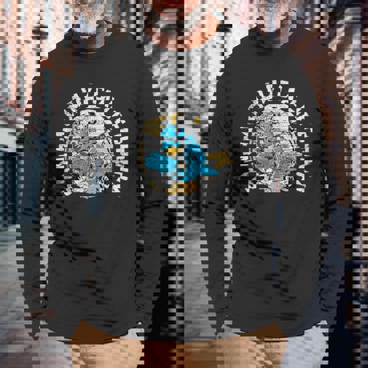 レトロ スケルトン ビーチ サンタクルーズ 長袖Tシャツ 高齢者への贈り物