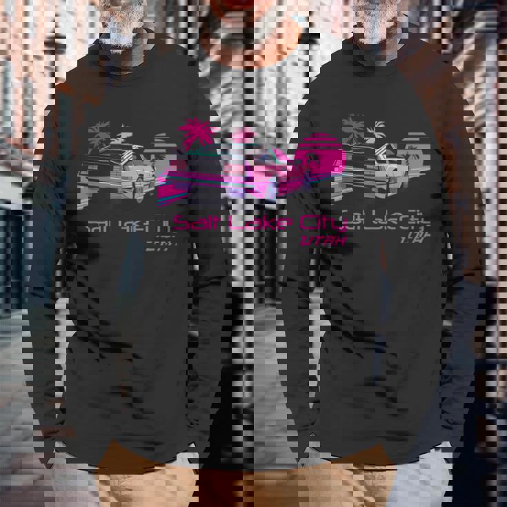 レトロ ソルトレイクシティ ユタ 長袖Tシャツ 高齢者への贈り物