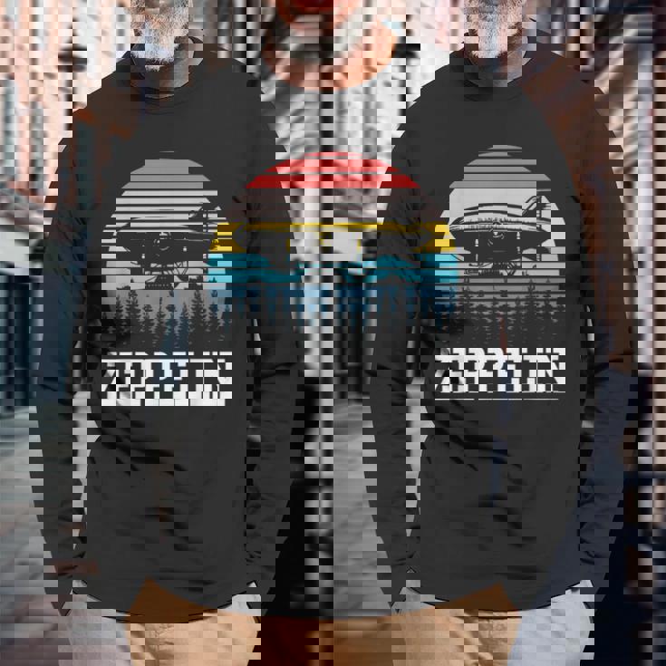 レトロ ツェッペリン 70年代 80年代 飛行船 ツェッペリン ツェップリン 長袖Tシャツ 高齢者への贈り物