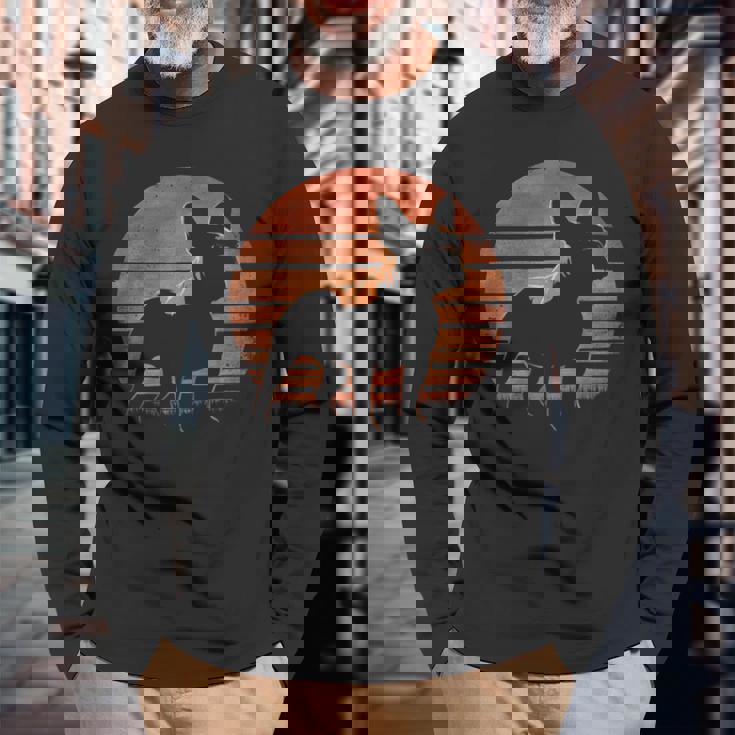 レトロ デザイン フレンチ ブルドッグ 長袖Tシャツ 高齢者への贈り物