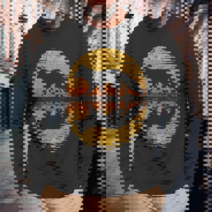 レトロ ヴィンテージ キツネ 反射 70年代 80年代 犬 動物 長袖Tシャツ 高齢者への贈り物