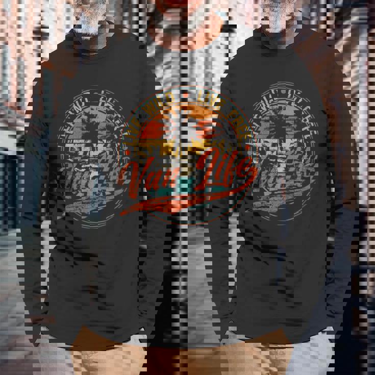 レトロ ヴィンテージ バン ライフ 長袖Tシャツ 高齢者への贈り物