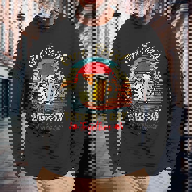 レトロ ヴィンテージ 父の日 初めての父の日 一緒に 長袖Tシャツ 高齢者への贈り物