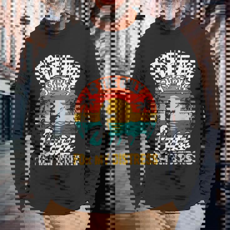 レトロ 釣り療法 メンタルヘルス ストレス解消 フィッシャーマン 長袖Tシャツ 高齢者への贈り物