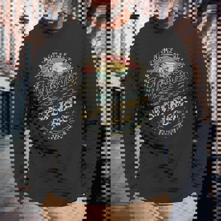 レトロな77歳の男性向けギフト 1948年9月77歳 長袖Tシャツ 高齢者への贈り物