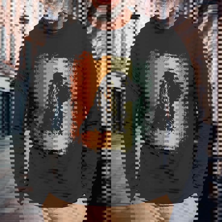 レトロなデザインのアメリカンコッカースパニエルドッグ 長袖Tシャツ 高齢者への贈り物