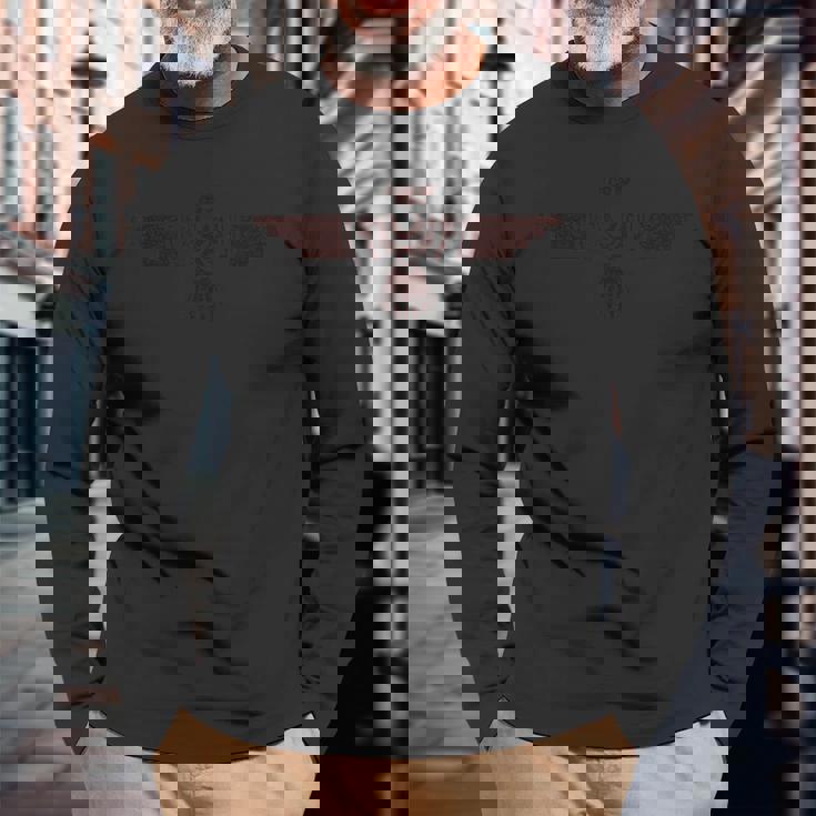 レトロなネイティブアメリカンサンダーバードシャツ誇り高きインドの鳥 長袖Tシャツ 高齢者への贈り物