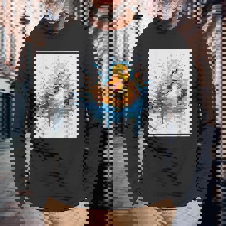 レトロアヒル 長袖Tシャツ 高齢者への贈り物