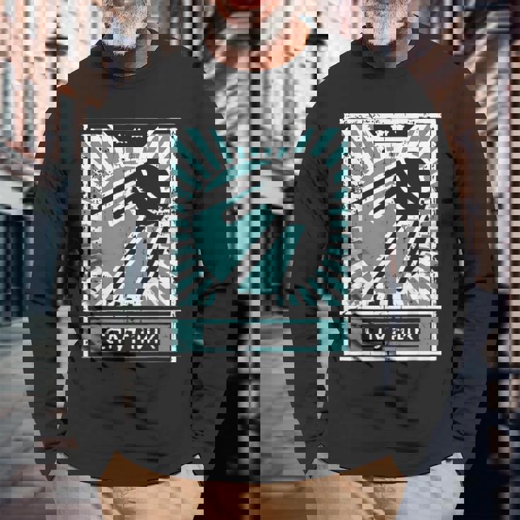 レトロソビエトプロパガンダスプートニクソ連ロシア語 長袖Tシャツ 高齢者への贈り物