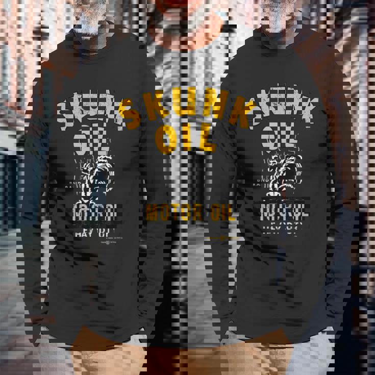 レトロヴィンテージ スカンクオイル モーターオイル 長袖Tシャツ 高齢者への贈り物
