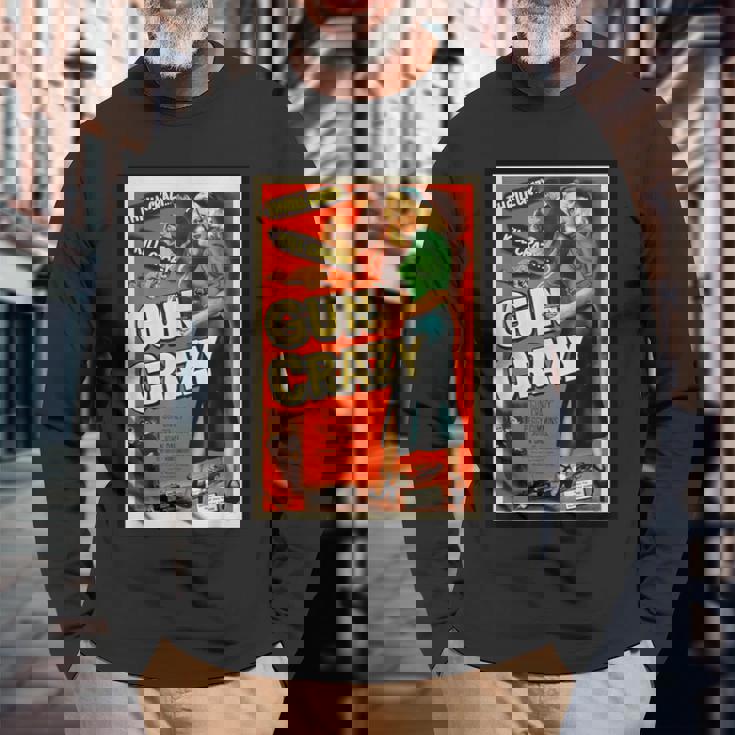 レトロヴィンテージガンクレイジーキル クレイジースリル クレイジー映画 長袖Tシャツ 高齢者への贈り物