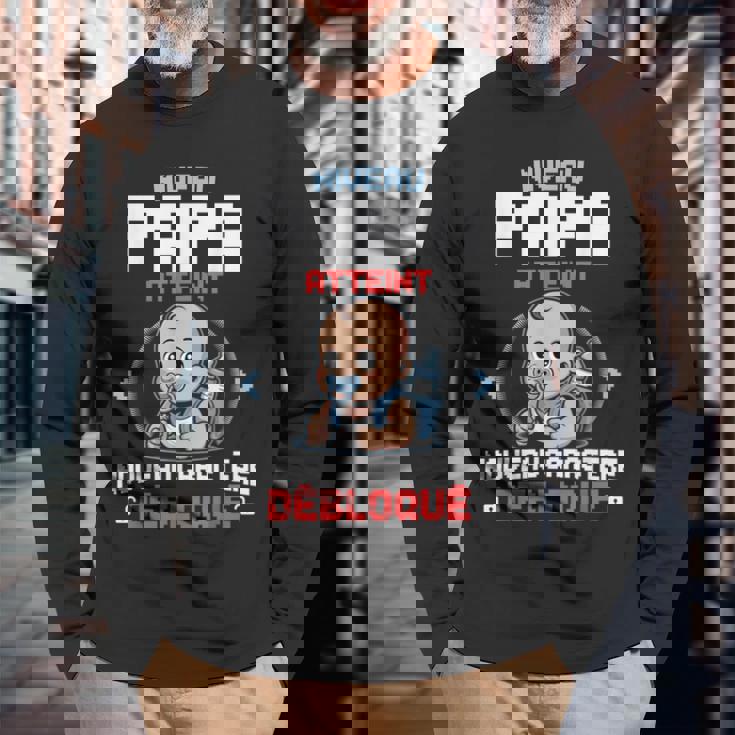 レベル お父さん アンロック 未来 父 息子 アナウンス 妊娠 ゲーマー 長袖Tシャツ 高齢者への贈り物