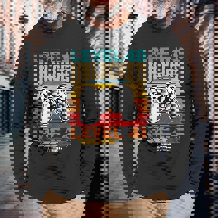 レベル40 アンロック レベル41 ロード中 40歳の誕生日 長袖Tシャツ 高齢者への贈り物