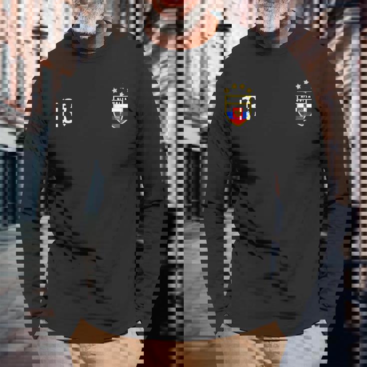 ロシア ナンバー 13 サッカーフラッグ フットボール 13 ロシア 長袖Tシャツ 高齢者への贈り物