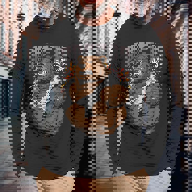 ロシアンベア ジム ストロングベア 動物 ロシア 国立動物 長袖Tシャツ 高齢者への贈り物