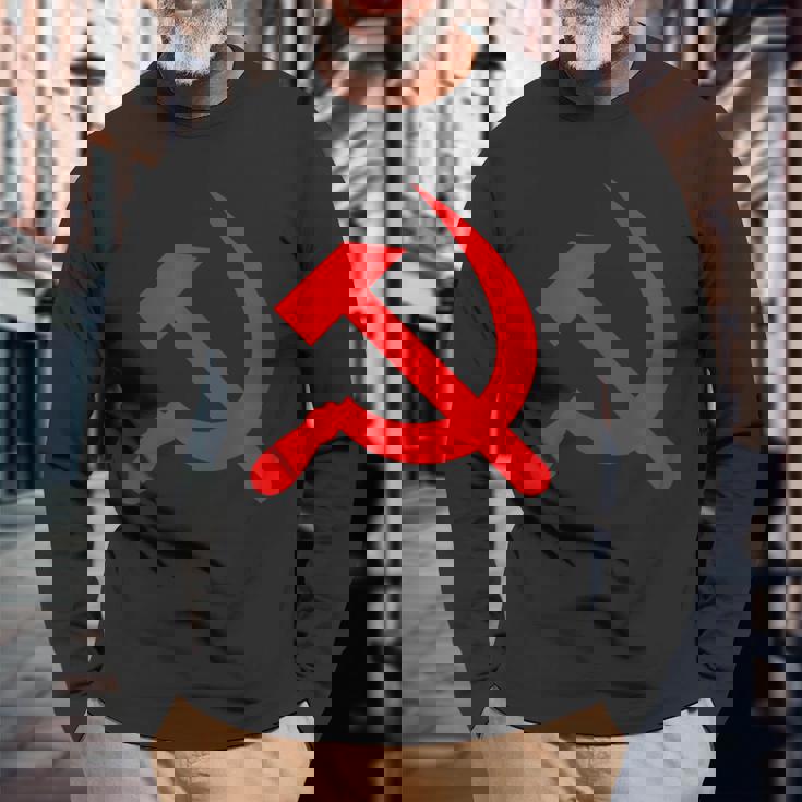 ロシア国旗 ロシア ソビエト ハンマーと鎌 Cccp ソ連 ギフト 長袖Tシャツ 高齢者への贈り物