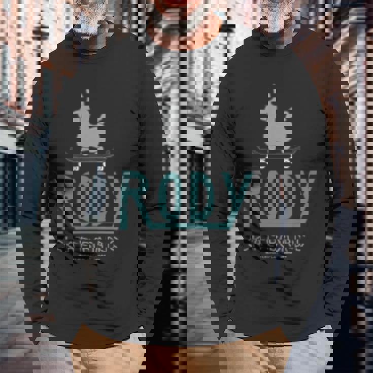 ロディ Rody（Rody Of ThetreetSkateboard_Green バックプリント 長袖Tシャツ 高齢者への贈り物
