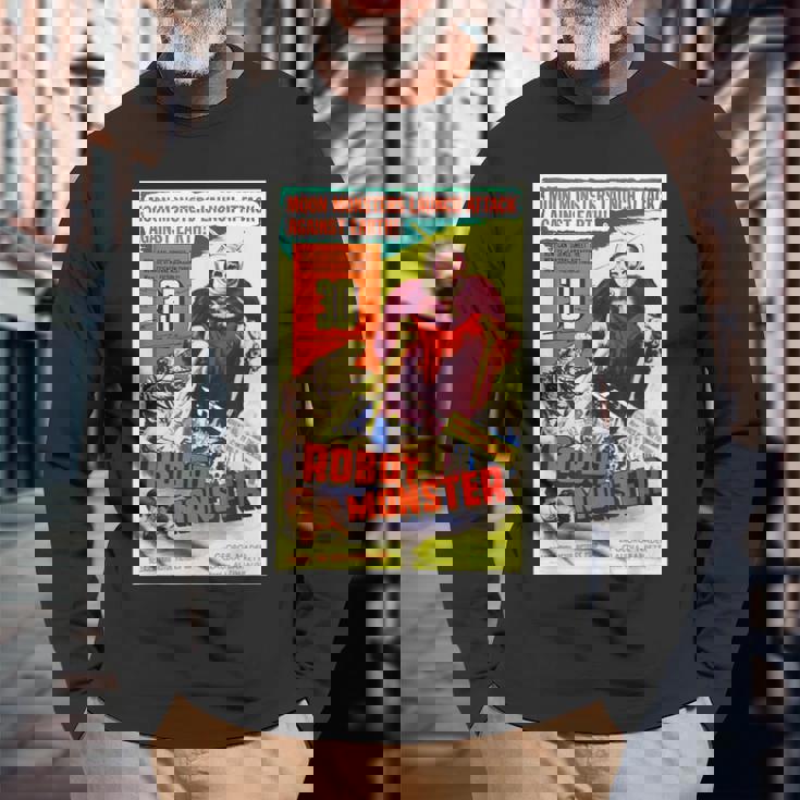 ロボットモンスター ハロウィン ホラーfエイプ 宇宙 長袖Tシャツ 高齢者への贈り物