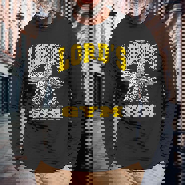 ローズジム-ロードズ・ザ・シン・オブ・ワールド・ジーザス 長袖Tシャツ 高齢者への贈り物