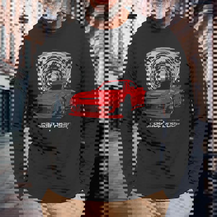 ロータリーエンジン 13B カーミート チューニング Rx ジャパン ローター ライフ Braaap 長袖Tシャツ 高齢者への贈り物