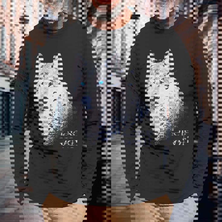 ローンウルフ 森 山 野生 野生動物 雪 オオカミ 長袖Tシャツ 高齢者への贈り物