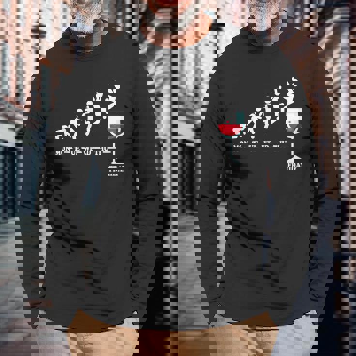 ワインフライデー ワインウィーク ウィークエンド ワイン好き 長袖Tシャツ 高齢者への贈り物