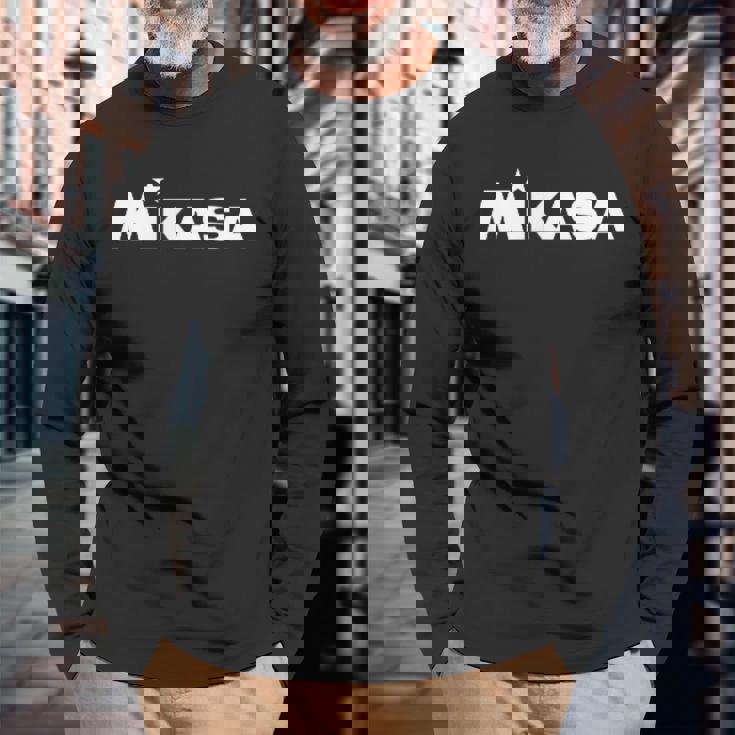 ワンポイントロゴ Wh プリント バレーボール 長袖Tシャツ 高齢者への贈り物