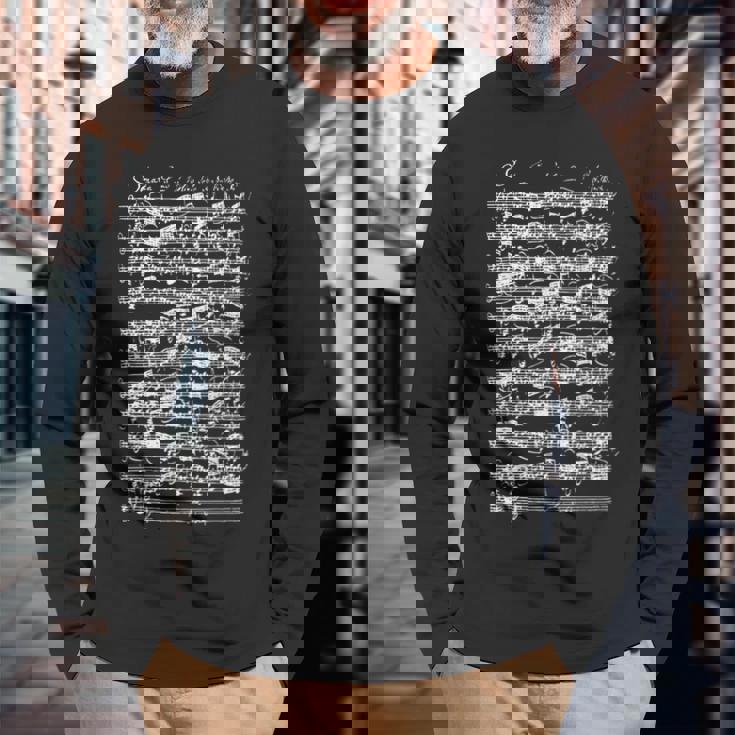 ヴァイオリンソロのためのバッハソナタ第1番ト短調アダージョ楽譜 長袖Tシャツ 高齢者への贈り物