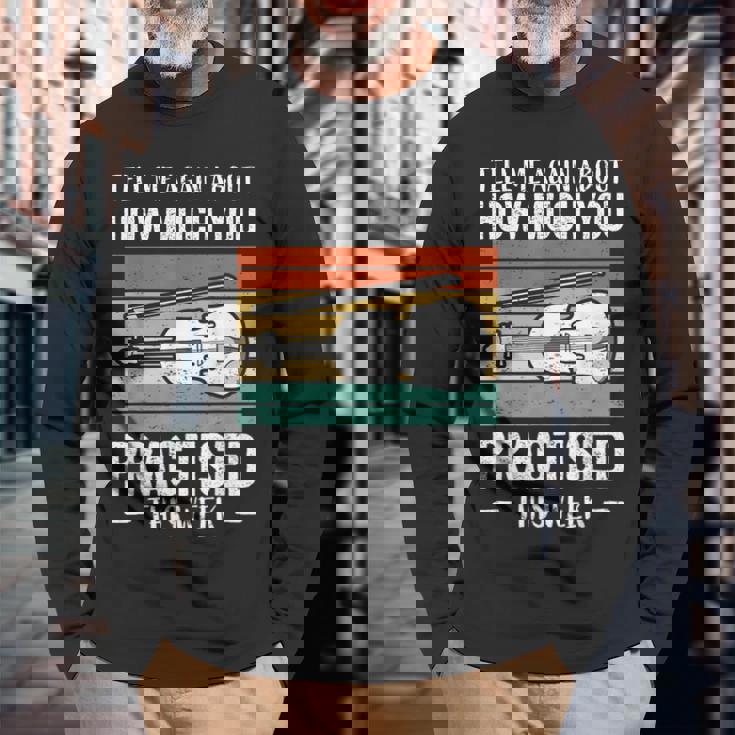 ヴァイオリンプレーヤーヴァイオリン 長袖Tシャツ 高齢者への贈り物