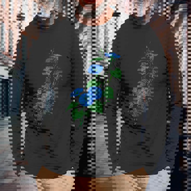 ヴィクトリア朝スタイル朝顔ワイルドフラワーバイン 長袖Tシャツ 高齢者への贈り物