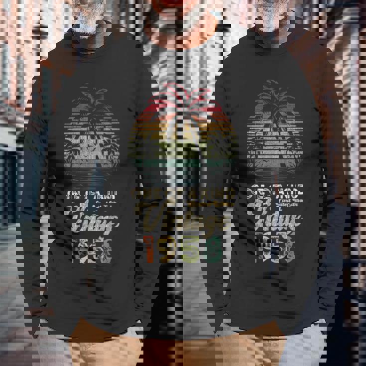 ヴィンテージ 1958年 誕生日 67歳 ヤシの木 レトロ 長袖Tシャツ 高齢者への贈り物