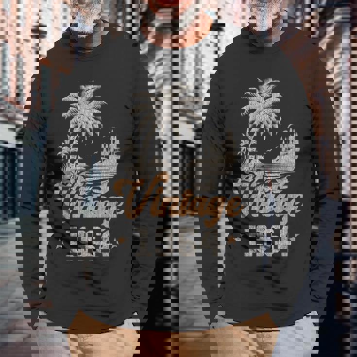 ヴィンテージ 1964 誕生日 61歳 ヤシの木 長袖Tシャツ 高齢者への贈り物